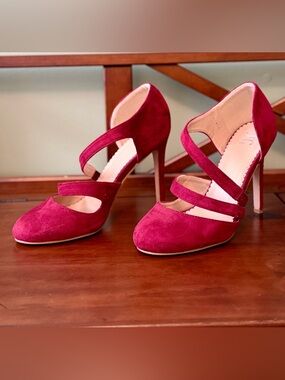 Journee Collection Wine Suede Strappy High Heels